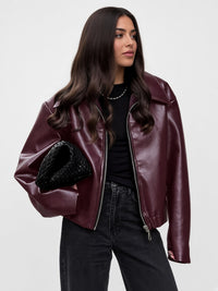 Lapel Zip-Front Moto Jacket