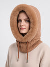 Hooded Knit Hat with Attached Scarf