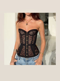 Hollow-Out Lace Strapless Slim Corset Top — ENIGMAE studio