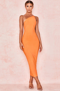 Orange One-Shoulder Cocktail Dress