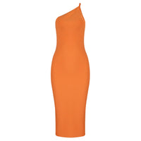Orange One-Shoulder Cocktail Dress