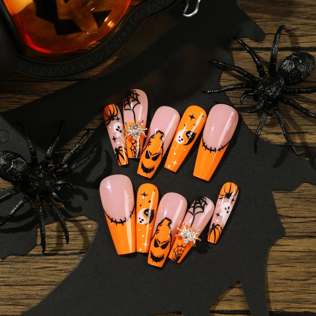 Wearable Halloween Rhinestone Wearable Spider Web White Wearable Ghost Pumpkin Press-On Nails Wearable