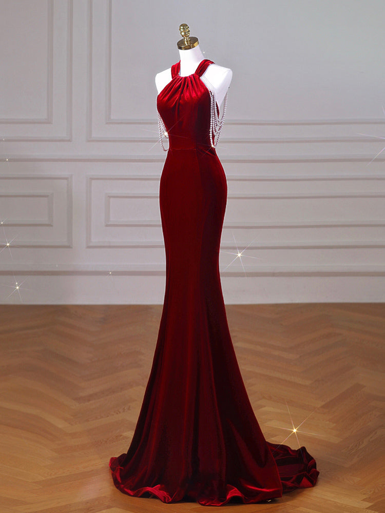 Vespera Velvet Fishtail Cocktail Dress