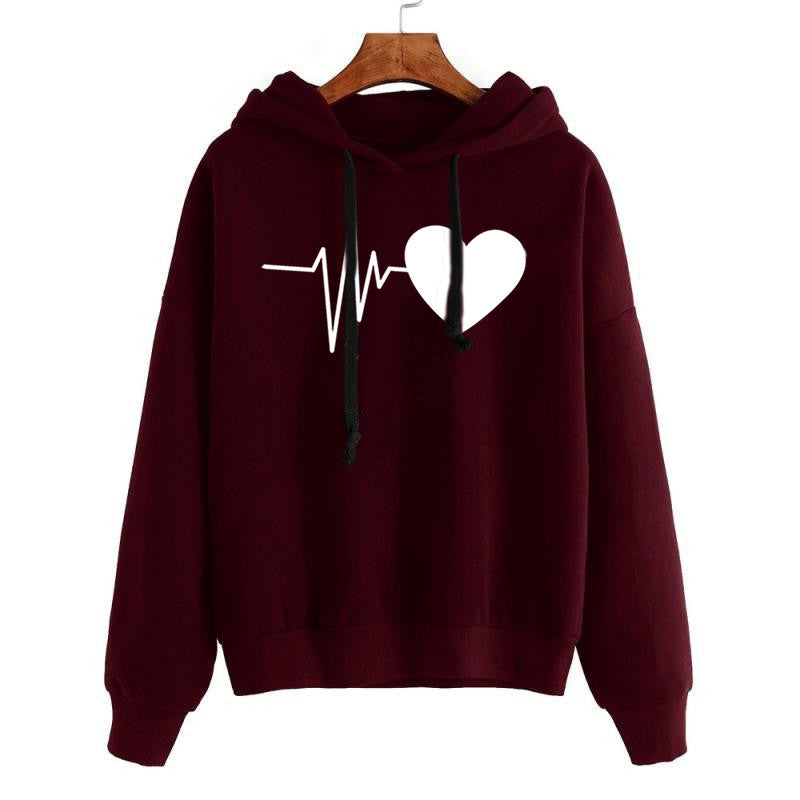 Kapuzenpullover mit Herzschlag-Print