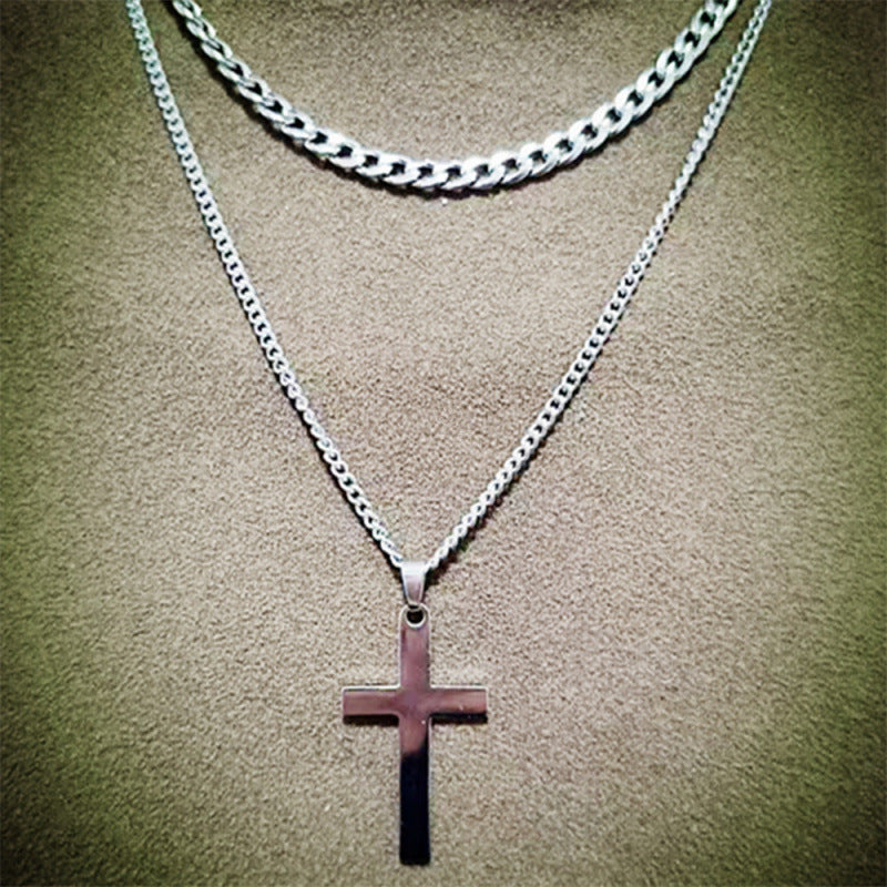 The Layered Pearl & Cross Necklace — women’s Accessories, ENIGMAE