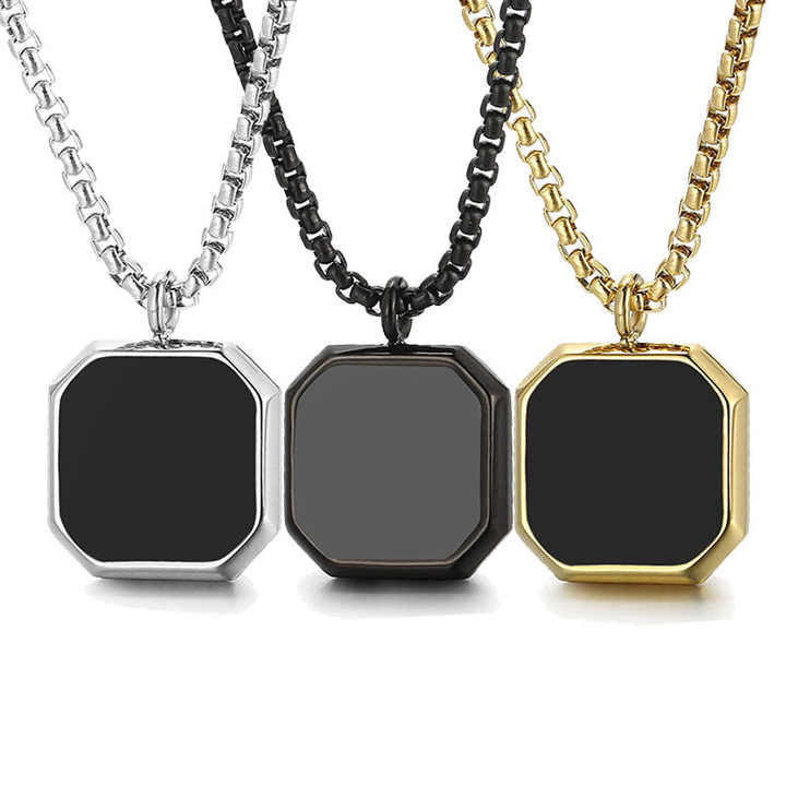 Geometric Epoxy Stainless Steel Pendant Necklace