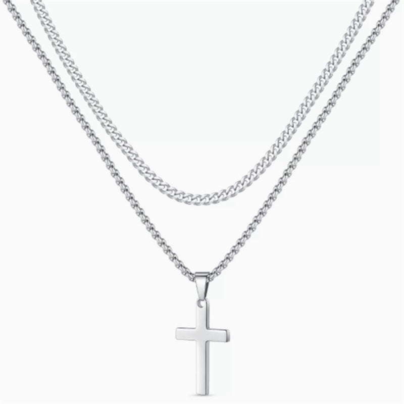 The Layered Pearl & Cross Necklace — women’s Accessories, ENIGMAE