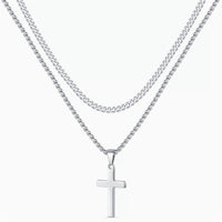 The Layered Pearl & Cross Necklace — women’s Accessories, ENIGMAE
