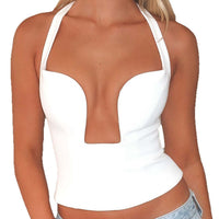 Solid Color Top Women's Solid Color Short Crop Top Sexy Tank Top