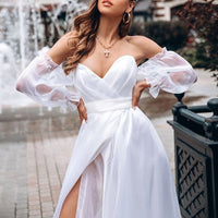 Long Sleeve Chiffon Mid-Waist Party Dress