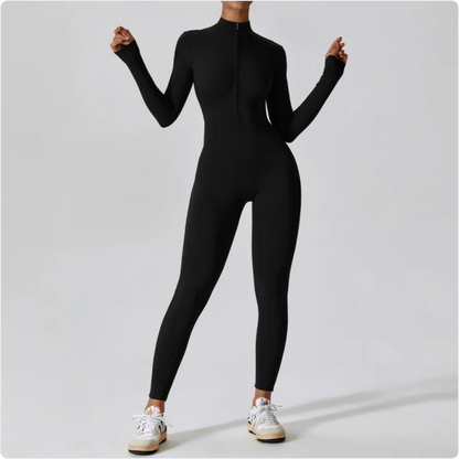 Women's Long-Sleeve Zipper Sports Jumpsuit