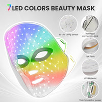 7-1 Colors Red Light Therapy for Face，Led Facial Skin Care Mask,Red Light Mask for Face, LED Facial Mask Light,Salon or Home,White.