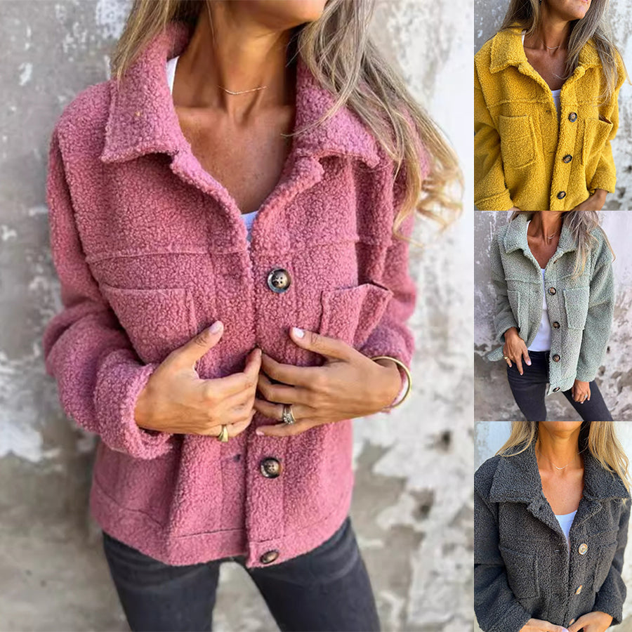 Cropped Lapel Single-Breasted Coat