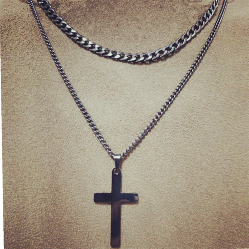 The Layered Pearl & Cross Necklace — women’s Accessories, ENIGMAE