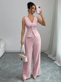 The Sleeveless Vest & High-Waist Pants Set — women’s Dress, ENIGMAE
