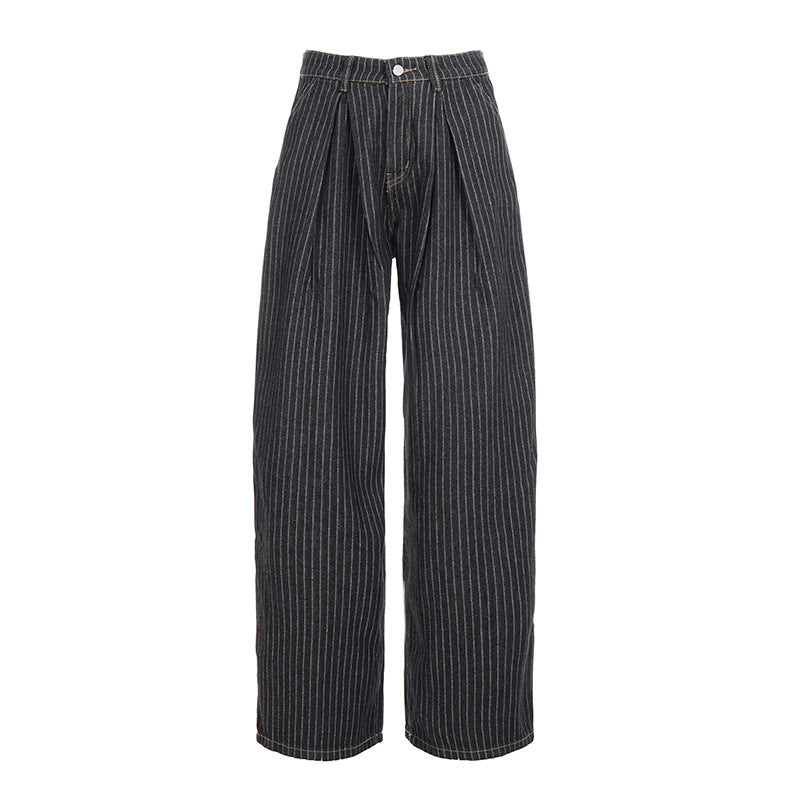 Retro Washed Scimitar Jeans Street Style Loose Wide Leg Pants