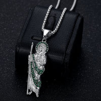 Stainless Steel Gold Plated Saint Jude Pendant Necklace