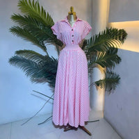 StripeEase™ Defined-Waist Shirt Dress