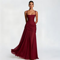 Draped Corset Chiffon Maxi Gown