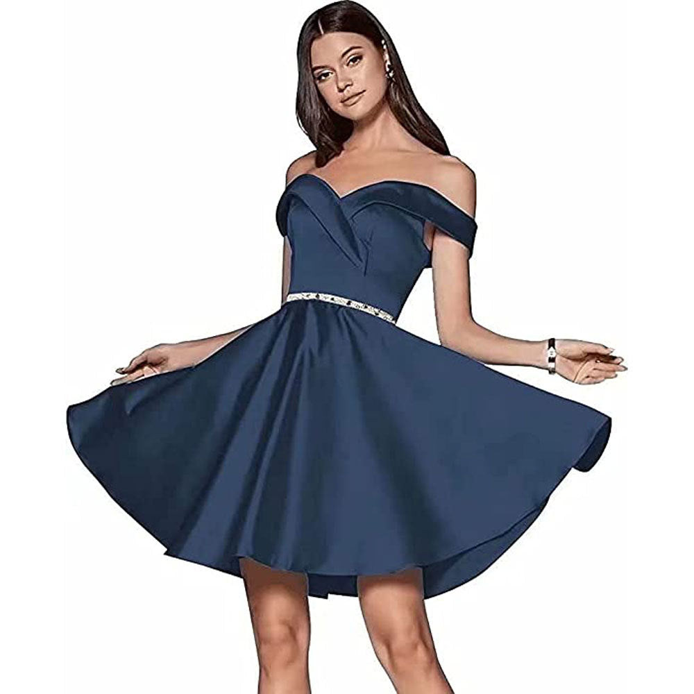 Celeste Beaded Satin Cocktail Gown