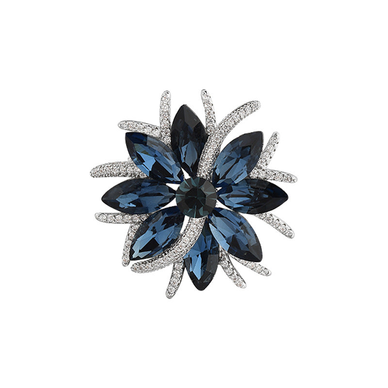 Fashionable Floral Crystal Brooch for Women Accessories