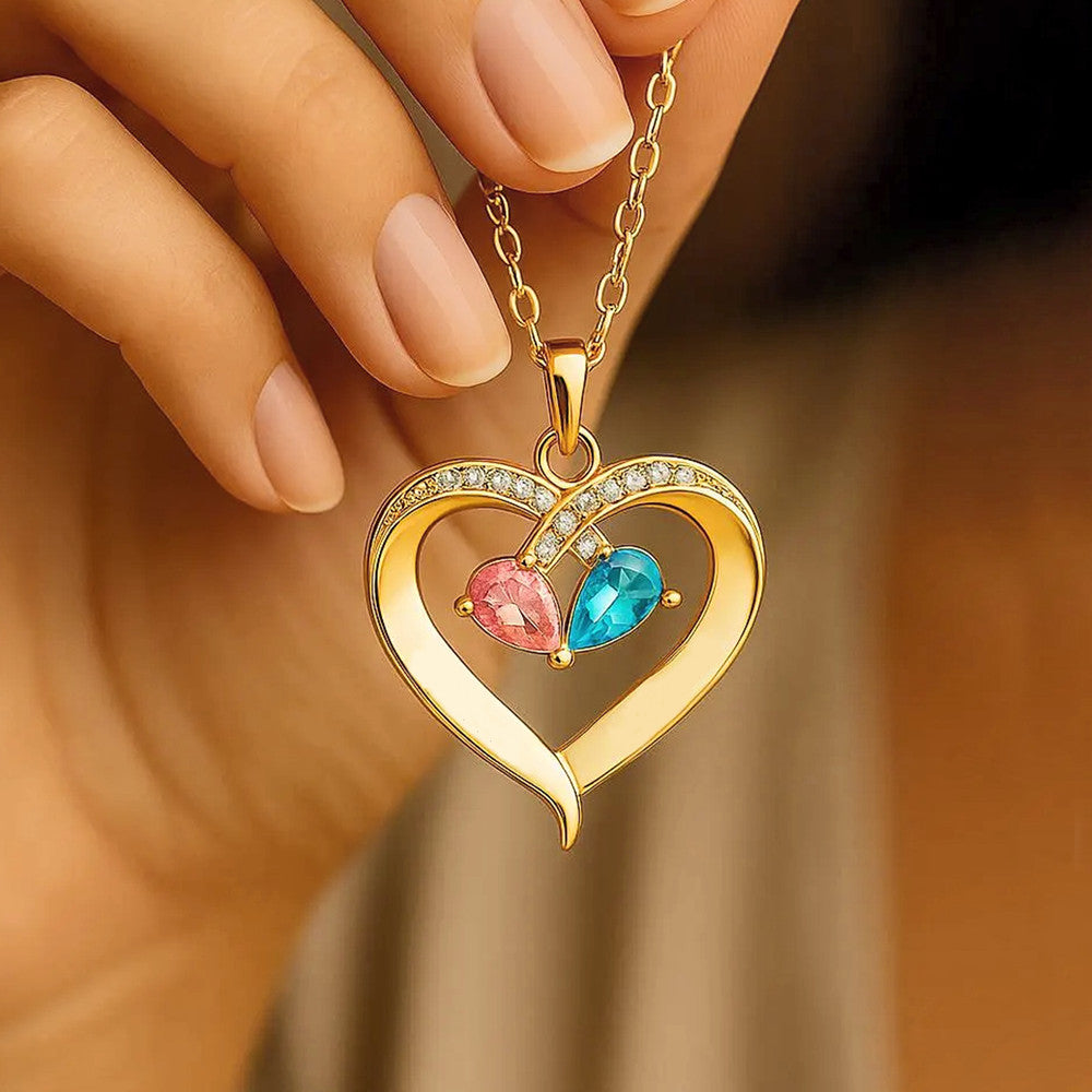 Heart Birthstone Pendant Necklace — Gift Boxed