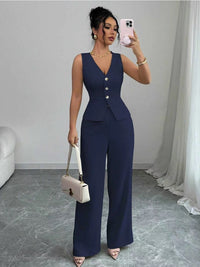 The Sleeveless Vest & High-Waist Pants Set — women’s Dress, ENIGMAE