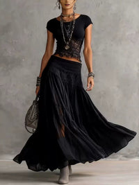The Knitted Top Chiffon Skirt Dress — women’s Dress, ENIGMAE