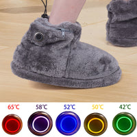 USB Powered High-Top Plush Electric Heating Foot Warmer Boots with 5-Level Temperature Control
