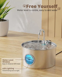 Stainless Steel Automatic Cat Water Fountain Quiet Pump 3.2L Pet Drinking Fountain USB Powered Indoor Pet Cat Water Feeder