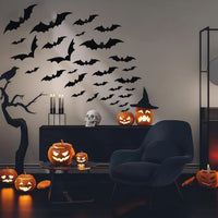 148PCS Halloween Bats Stickers Decor, 3D Bats Halloween Wall Decor for Halloween Decoration Indoor