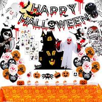 77 PCS Halloween Party Decorations Set - Halloween Balloons Fluorescent Stickers Halloween Ghost Hanging Decoration Halloween Window Clings Suitable for Outdoor and Indoor Halloween Decorations.