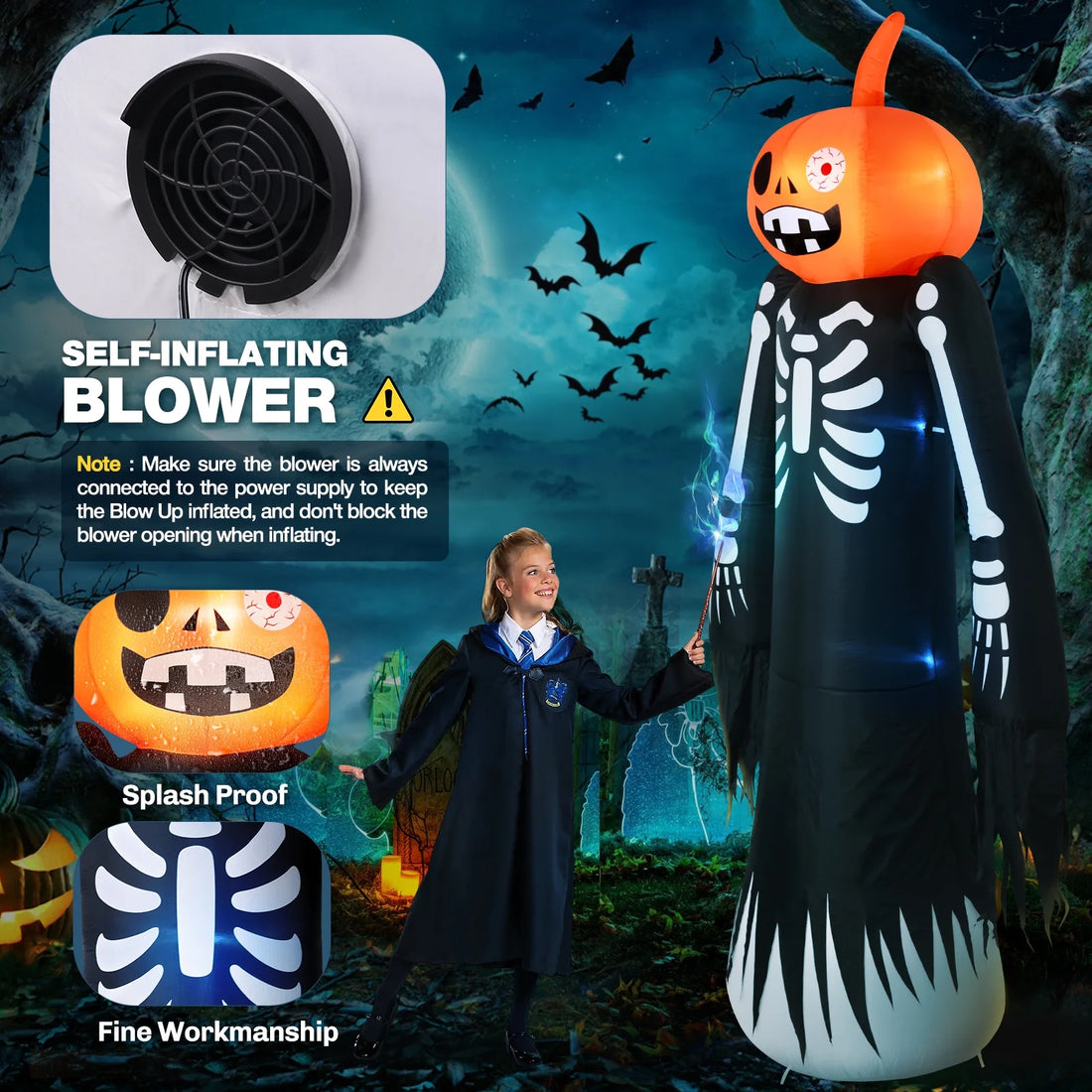 9FT Halloween Inflatables Decorations, Large Halloween Decorations Outdoor Halloween Yard Inflatables