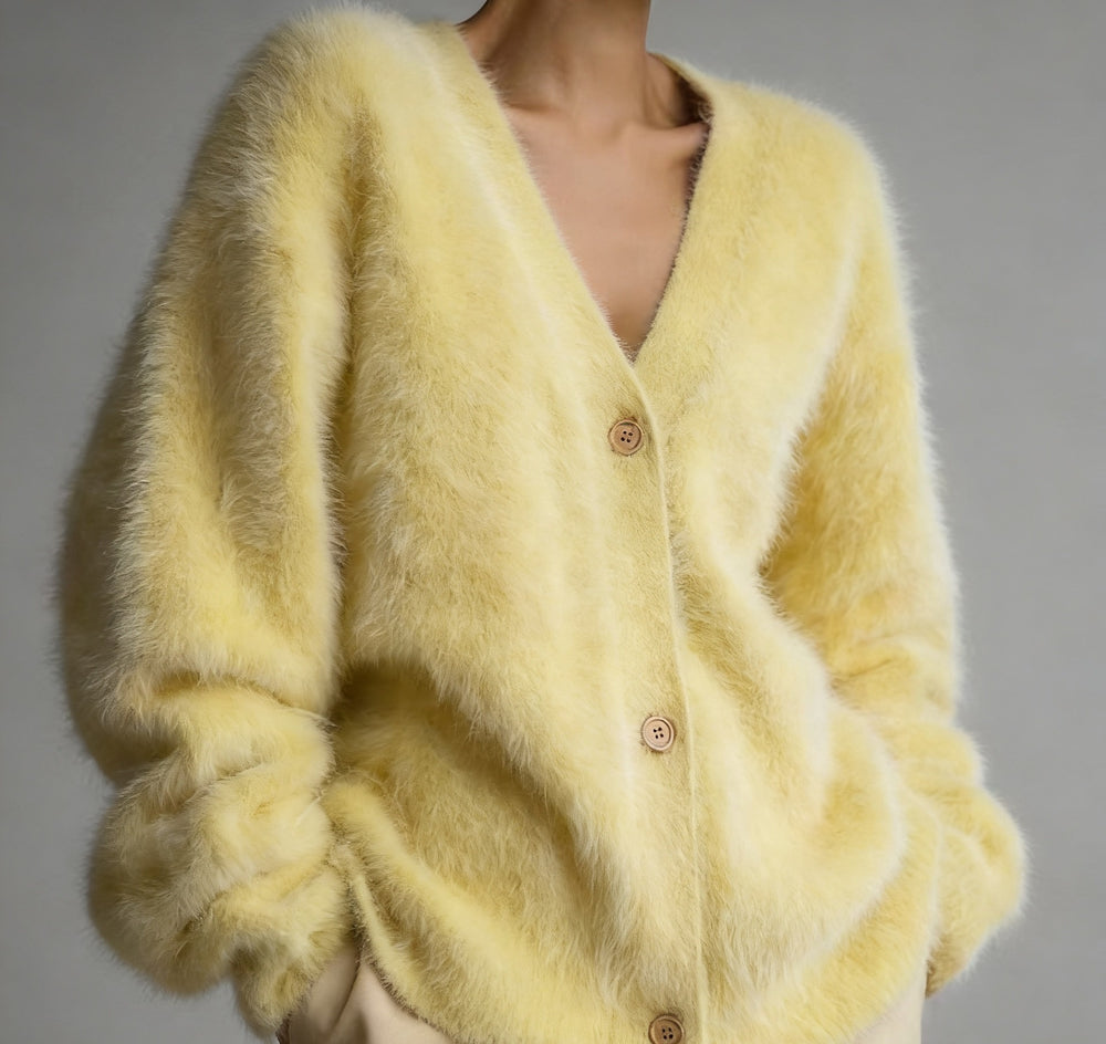 V-Neck Button-Front Knit Cardigan