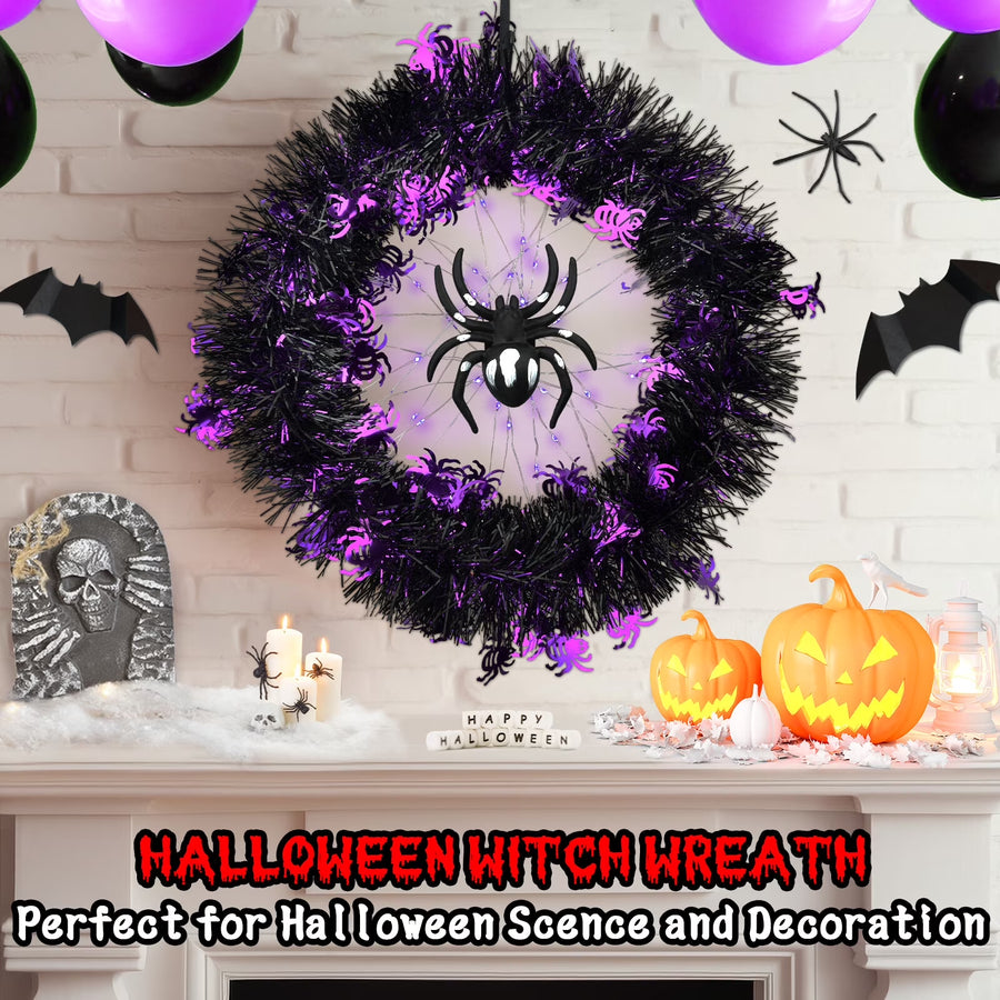 LED Spider Halloween Wreath