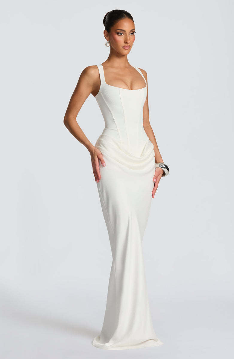 Sculpted Strapless Draped Maxi Dress