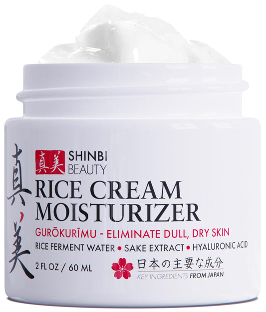 Shinbi Beauty Japanische Gesichtspflege Feuchtigkeitscreme – Reiscreme mit Reisferment + Sake-Extrakt – J-Beauty Natürliche Asiatische Hautpflegeprodukte 57g