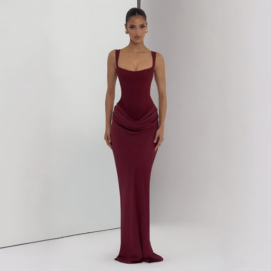 Sculpted Strapless Draped Maxi Dress