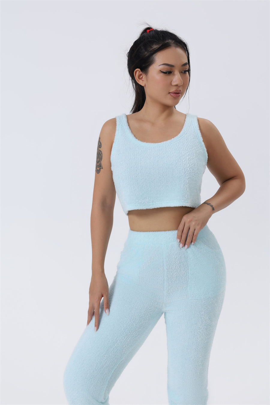 3-Piece Ribbed Knit Lounge Set with Long Cardigan