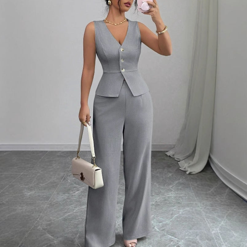 The Sleeveless Vest & High-Waist Pants Set — women’s Dress, ENIGMAE