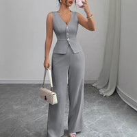 The Sleeveless Vest & High-Waist Pants Set — women’s Dress, ENIGMAE