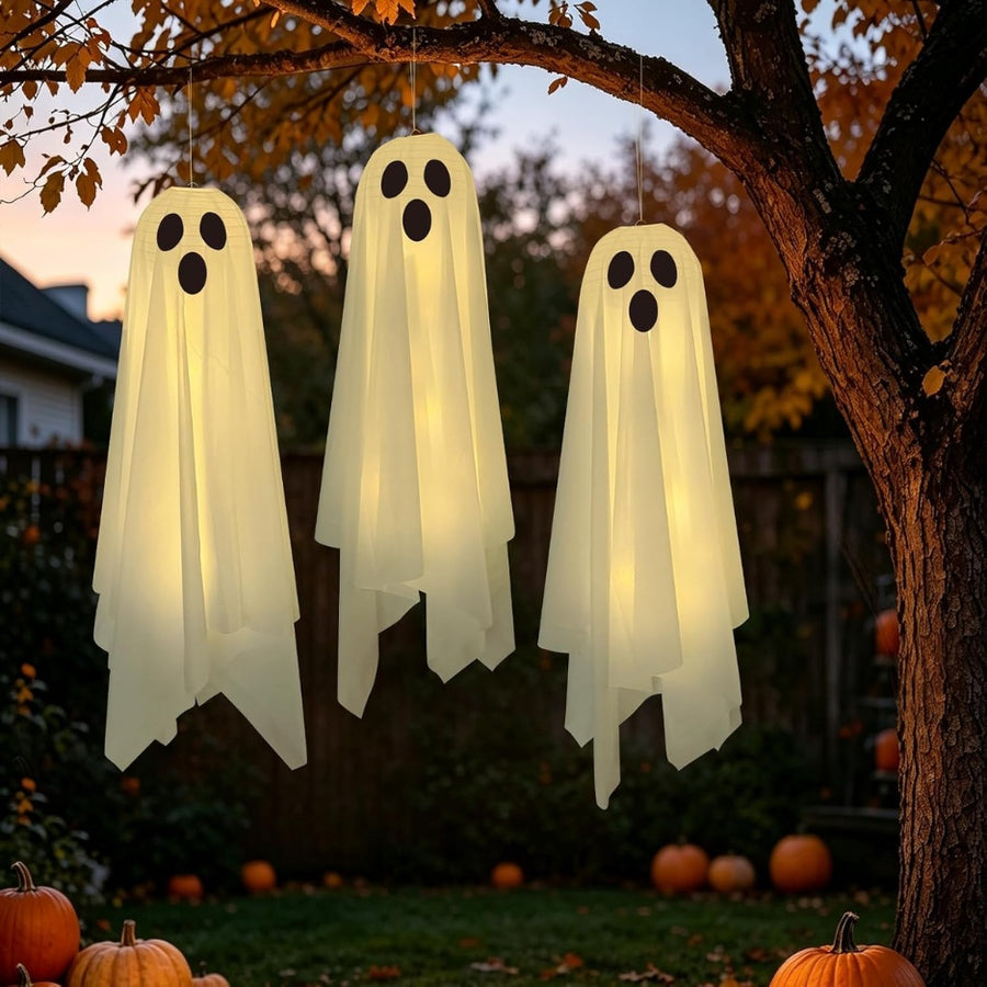 Halloween Decor, 3 Pack Light Up Halloween Hanging Ghosts Decor