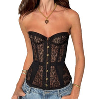 Women's Hollow Out Lace Strapless Slim Fit Corset Top