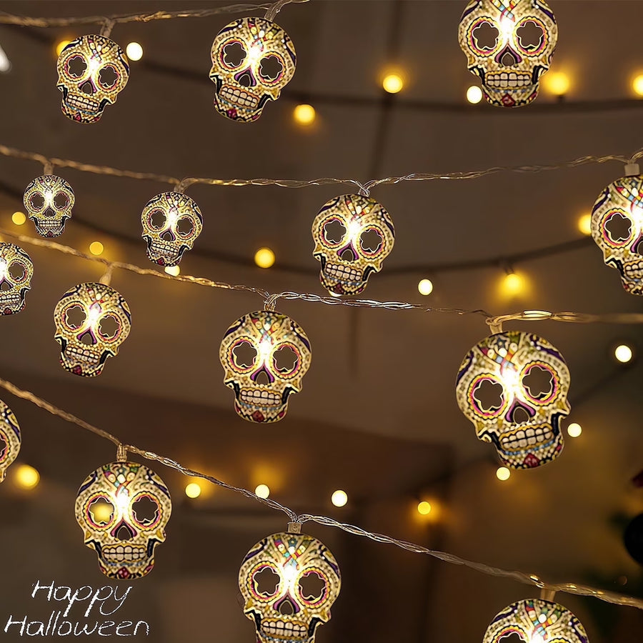 Skull Halloween String Lights