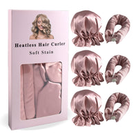 3Pc Satin Heatless Curling Rod with Hair Caps, Soft Overnight Curling Rod Headband for Long Hair, DIY Hairstyling Tools