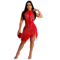 Crystal Fringe Party Mini Dress