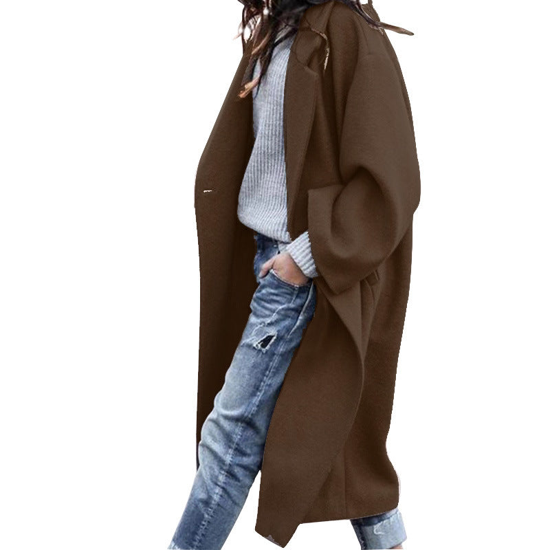 Longline Lapel Coat with Pockets
