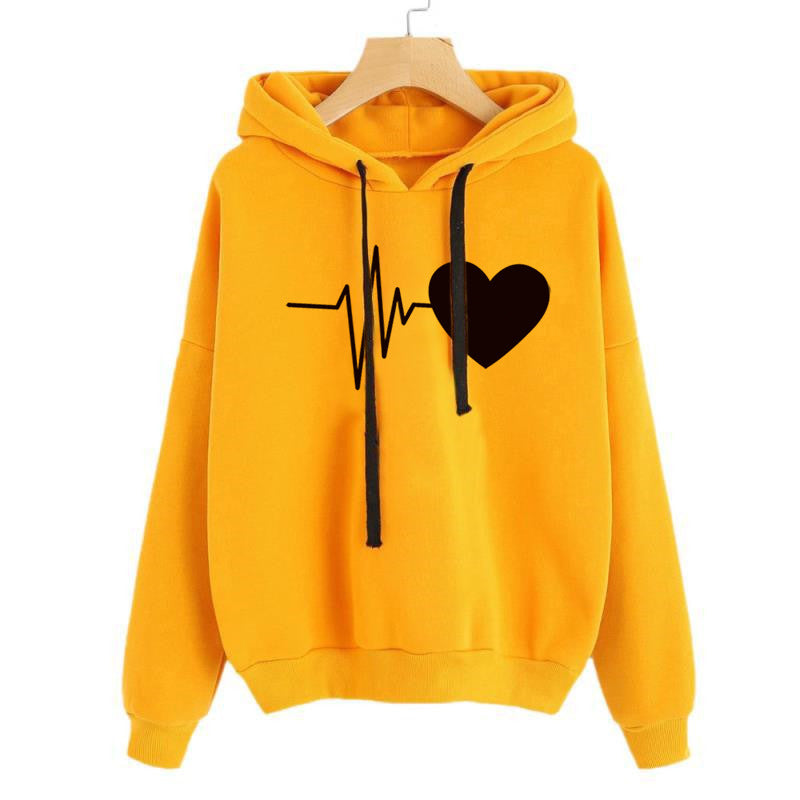 Heartbeat Print Pullover Hoodie
