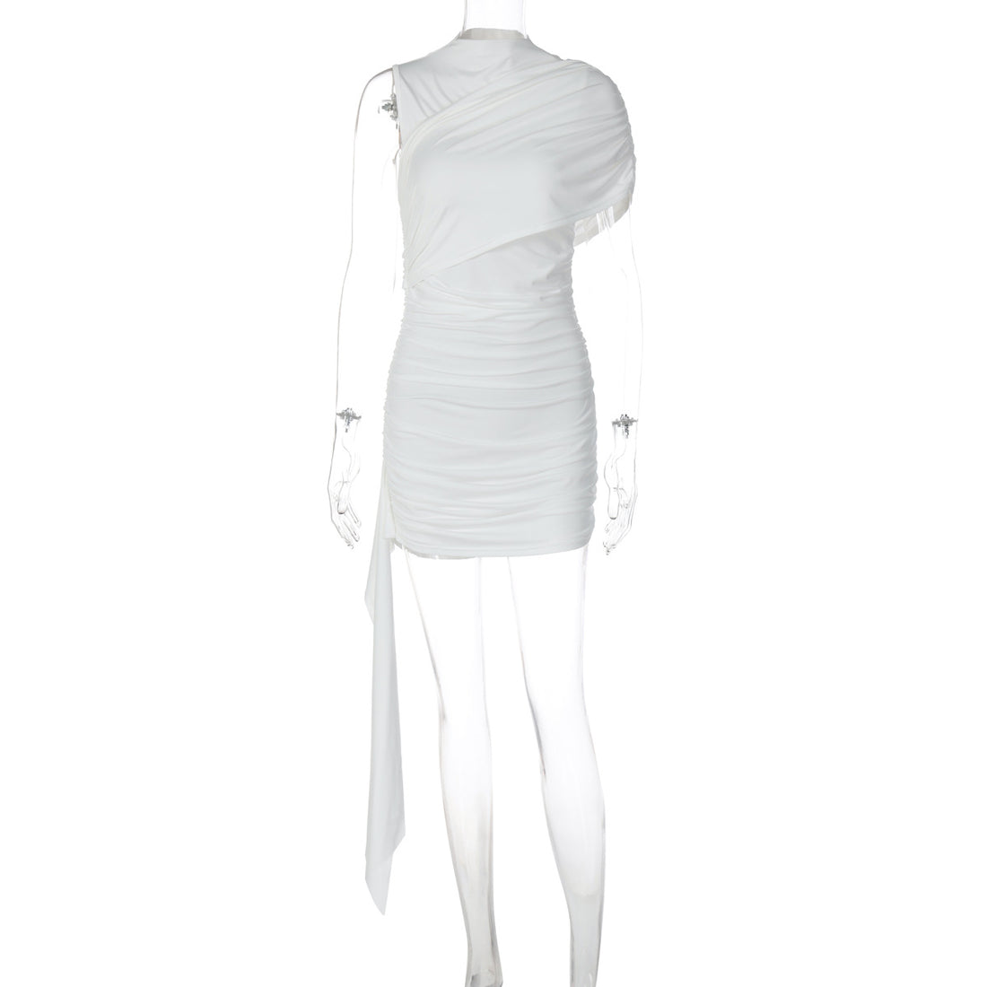 The Slant Collar Pleated Sleeve Dress — women’s Dress, ENIGMAE