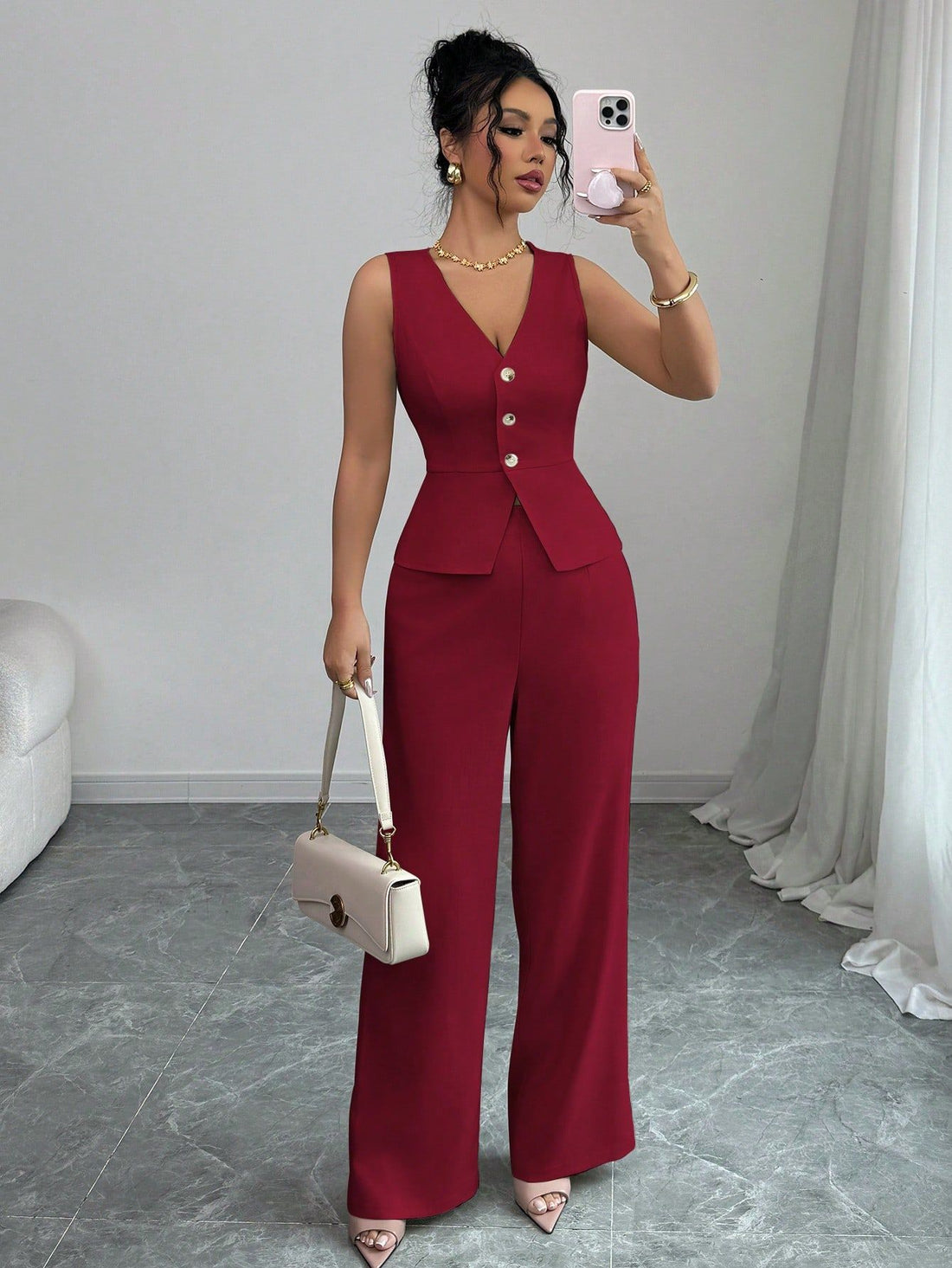 The Sleeveless Vest & High-Waist Pants Set — women’s Dress, ENIGMAE